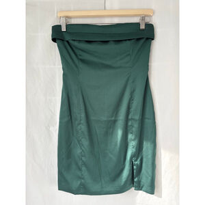 MABLE emerald Green satin Strapless tube Mini Dress S